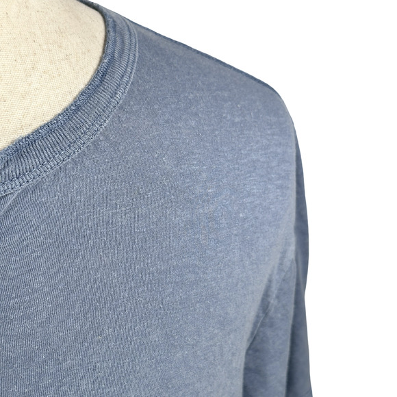 Marine Layer Henley T-Shirt Mens Large Blue Hemp Cotton Short Sleeve Button - Picture 3 of 10